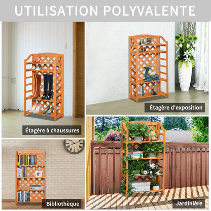 Plantenrek – Bloemenrek – Plantenstandaard – Plankrek – Plantenhouder – Verstelbare Planken – Inklapbaar Design – Voorgestreken Natuurlijk Dennenhout – Max. Draagkracht 15 kg