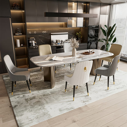 Eetkamerstoel – Stoel – Kuipstoel – Accentstoel – Comfortstoel – Set van 2 – Kunstleer Bekleding – Memory Foam Zitting – Carbon Stalen Frame – Hoge Rugleuning Met Leeuwenkopdetail