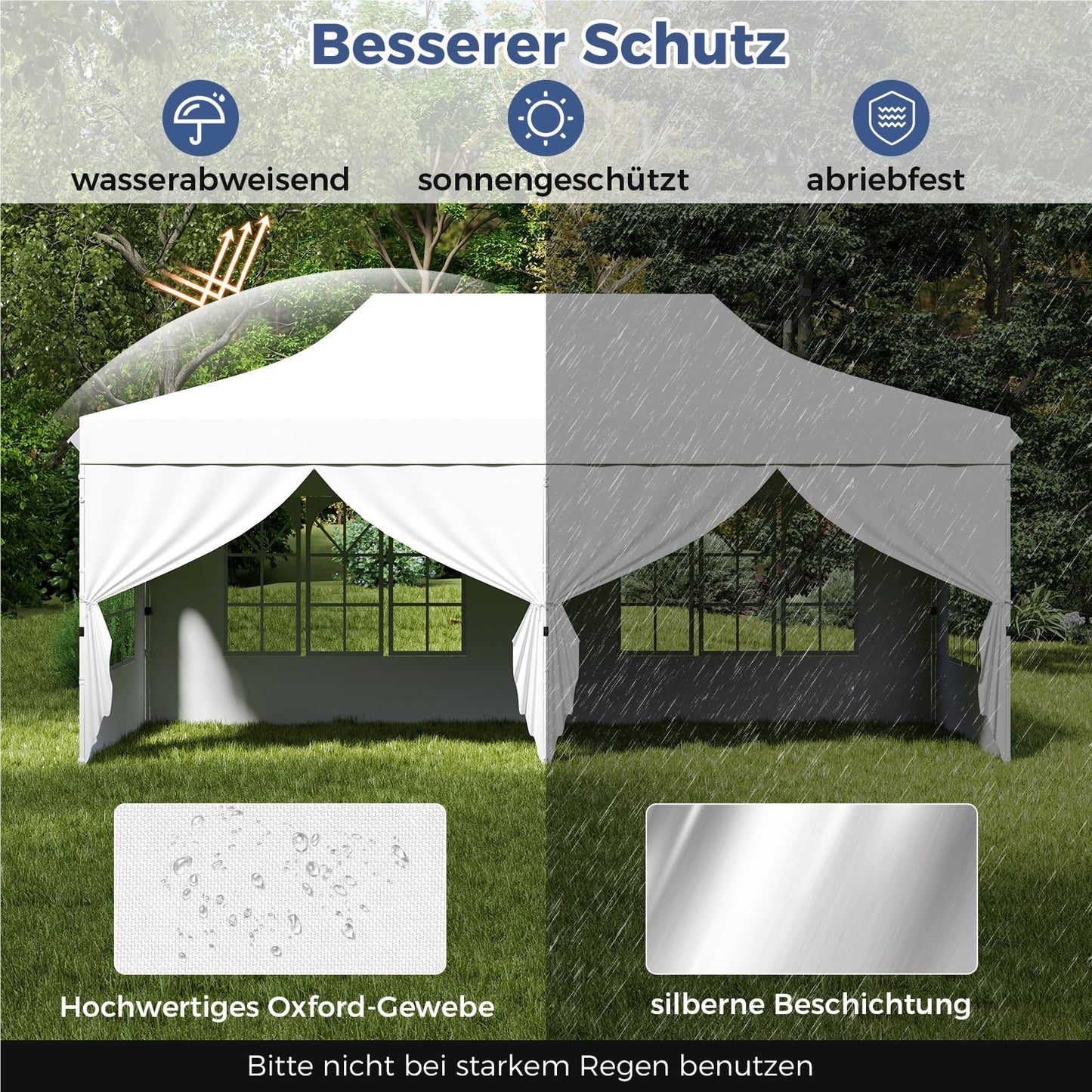 Vouwtent – Partytent – Evenemententent – Tuinkamer – Garden Pavilion – 3x6m Wit – Waterdicht – UV Bescherming 50+