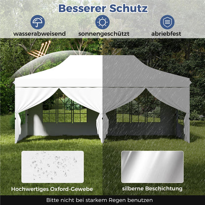 Vouwtent – Partytent – Evenemententent – Tuinkamer – Garden Pavilion – 3x6m Wit – Waterdicht – UV Bescherming 50+