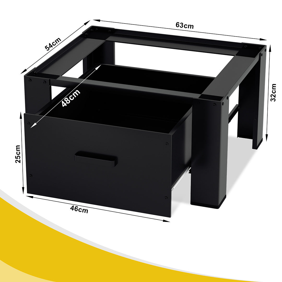 Washing Machine Stand with Storage Drawer, Steel Frame, 150 kg Load Capacity, Anti-Slip Base & Shock-Absorbing Pads