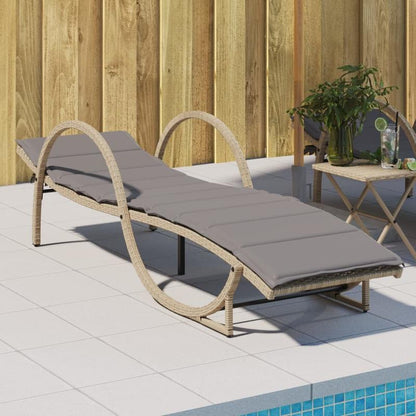 Lounger – Ligstoel – Tuinbank – Relaxstoel – Beige Kussen – Verstelbare Rugleuning – Wicker Resin Frame