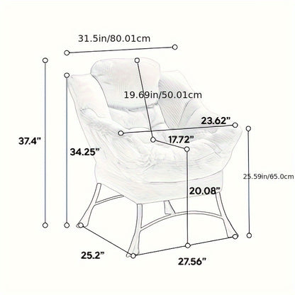Loungefauteuil – Lounge Stoel – Relaxstoel – Draaistoel – Fauteuil – Met 2-laags Kussen – 360° Draaibaar Met Verstelbare Zithoogte – Wit