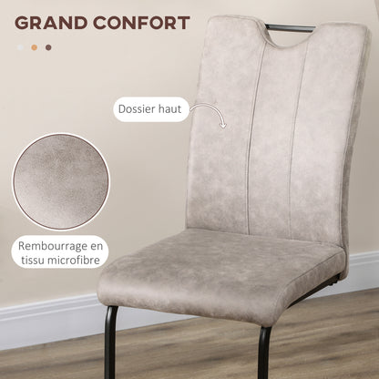 Eetkamerstoel – Stoel – Keukenstoel – Designstoel – Barkruk – Microvezel Bekleding – Stalen Sleeppoot – Set Van 4 – Comfortabele Rugleuning – Verplaatsbaar Met Handgreep – Grijs