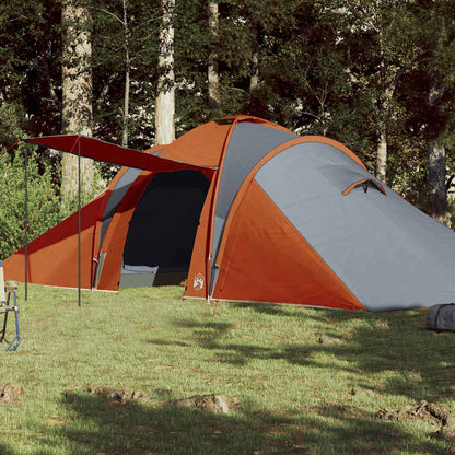 Familietent – Kampeertent – Tunneltent – Pop-up Tent – Gezinstent – Waterafstotend Polyester – Lichtgewicht en Compact – Grijs met Oranje Accenten