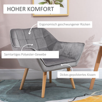 Fauteuil – Loungestoel – Relaxstoel – Accentstoel – Leunstoel – Scandinavisch Design – Fluwelen Bekleding – 67 x 61,5 x 71 cm