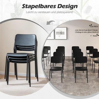 Stoel – Eetkamerstoel – Kuipstoel – Stapelstoel – Keukenstoel – Set Van 4 – Armless Design – Metalen Frame & PP Zitting