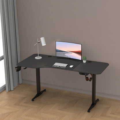 Hoogteverstelbaar Bureau – Zit Sta Bureau – Elektrisch Bureau – Verstelbaar Werkblad – Gaming Bureau – Met Geheugenfunctie – 160x75 cm MDF Walnoot – Draagkracht 80 kg Mat Zwart