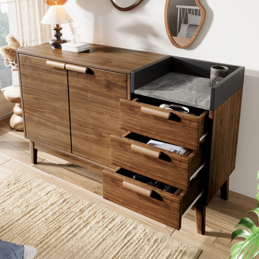 Opbergkastje – Kastje – Dressoir – Ladenkast – Opbergrek – Compact Formaat – Eikenhoutlook Spaanplaat