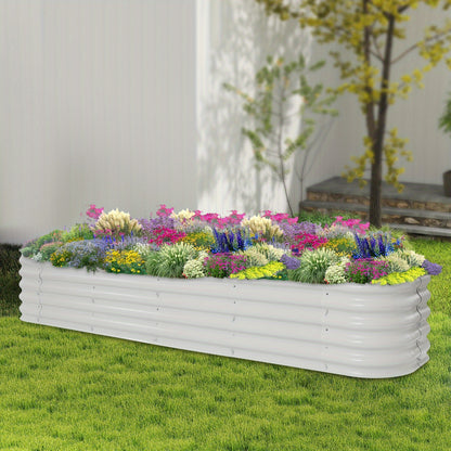 Hoogtebak – Verhoogd Plantenbed – Moestuinbak – Kruidenbak – Bloembak – Wit Metaal – 240x60x43 cm – Duurzaam & Veilig Met Beschermstrips