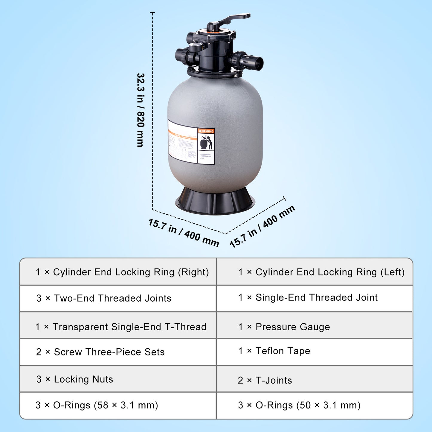 Zandfilter – Zwembadfilter – Sandfilter – Filterinstallatie – Zwembadreiniging – 16 Inch Diameter – 7-standen Multiportkraan