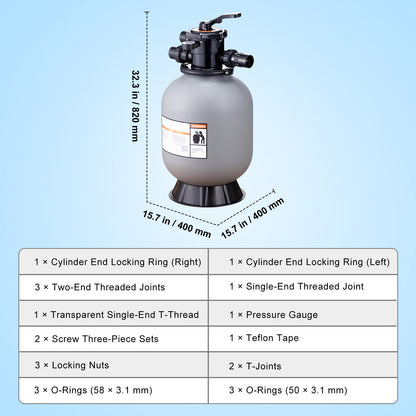 Zandfilter – Zwembadfilter – Sandfilter – Filterinstallatie – Zwembadreiniging – 16 Inch Diameter – 7-standen Multiportkraan