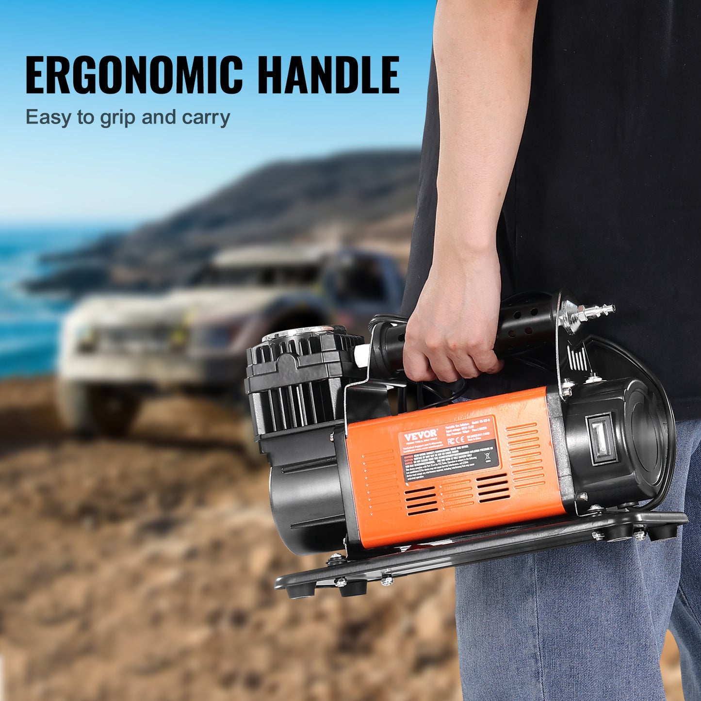 Bandenpomp – Luchtcompressor – Fietspomp – Compressor – Elektrische Bandenpomp – 12V Draagbaar – 150 PSI Max Druk – Digitale Drukmeter