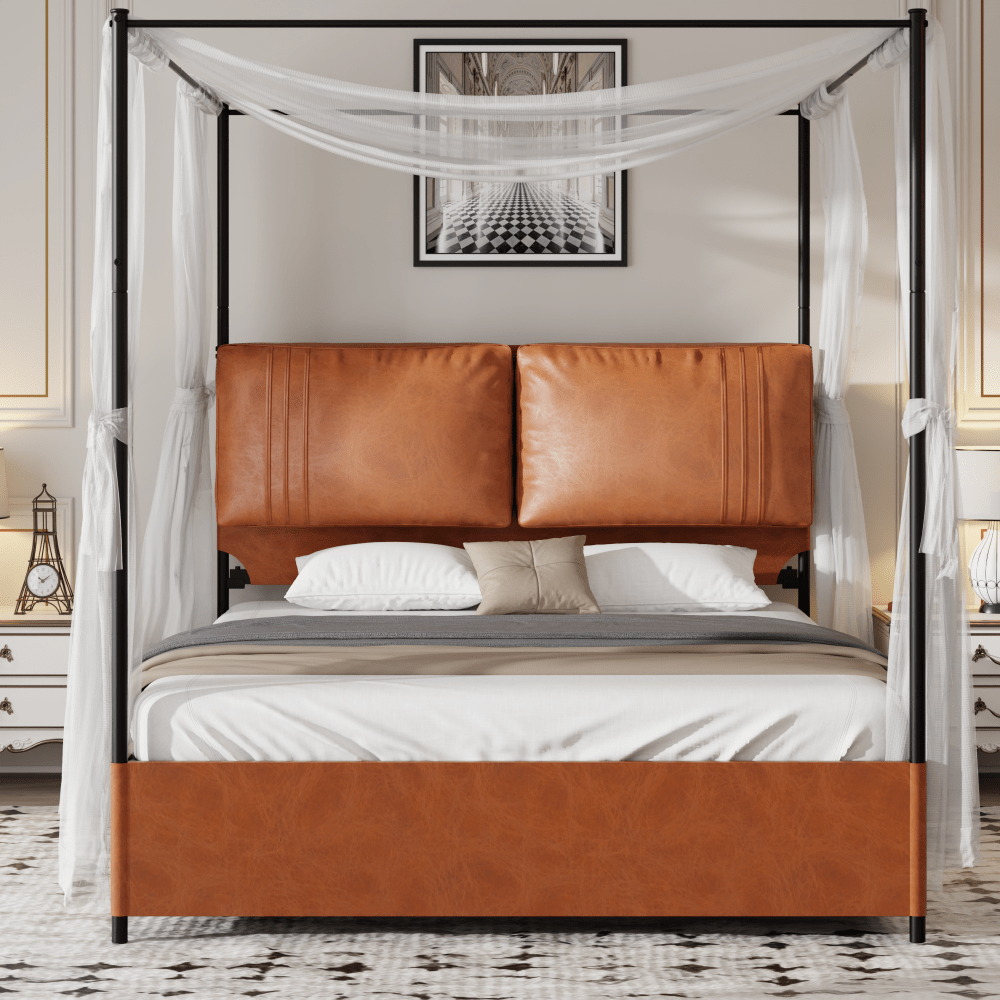 Bedframe – Bedframe Met Hoofdbord – Gestoffeerd Bed – Tweepersoonsbed – Metalen Bedframe – Stevig Metalen Frame – 140x200 cm – Luxe Moderne Stijl