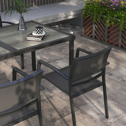 Tuinset – Tuinmeubelset – Buitenmeubels – Tuinmeubilair – Terrasset – Grijs – Weerbestendig – Ruime Tafel 150x87x72 cm