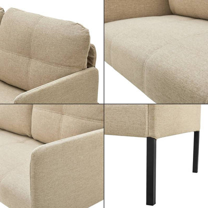 2-Zits Bank – Tweezitsbank – Houtribank – Zithoekbank – Compact Bankje – Beige Kleur – Stevig Houten Frame – Met Twee Rugkussens