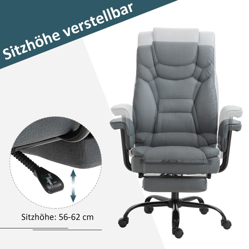 Ergonomic Executive Office Chair with 360° Rotation, Height Adjustment, Lumbar Support & Headrest - Heavy-Duty Metal Base, Padded Armrests & Footrest - Heavy Duty Computer Desk Chair for Home Office, Corporate - Black - Heig