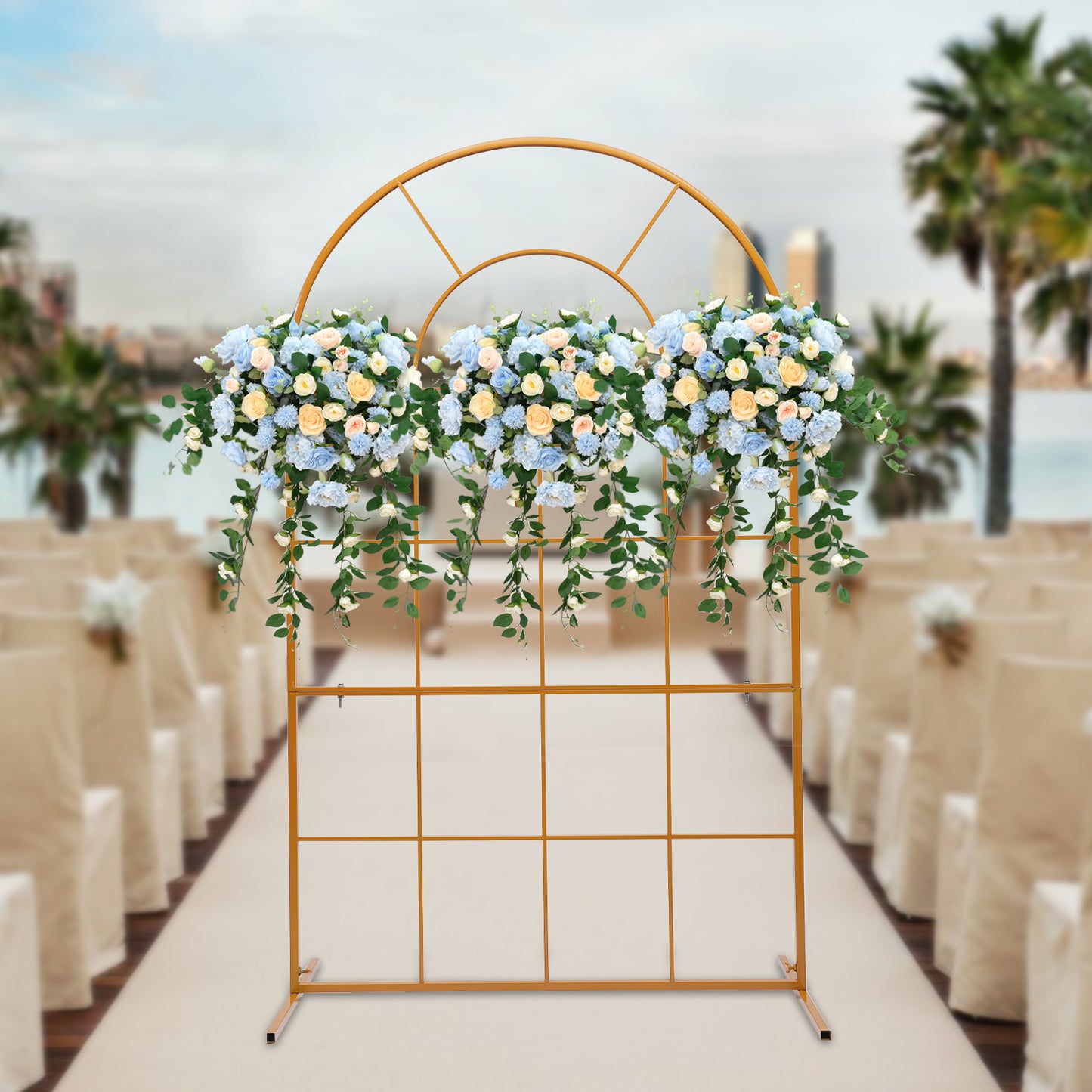 Assemblable Wedding Arch Pergola with Heavy-Duty Galvanized - Wide Wedding Garden Arbor, Lightweight Stable T-Base for Outdoor/, Easy Assembly for Weddings, Parties, Proms, Christenings (Backdrop) - 2-Size
