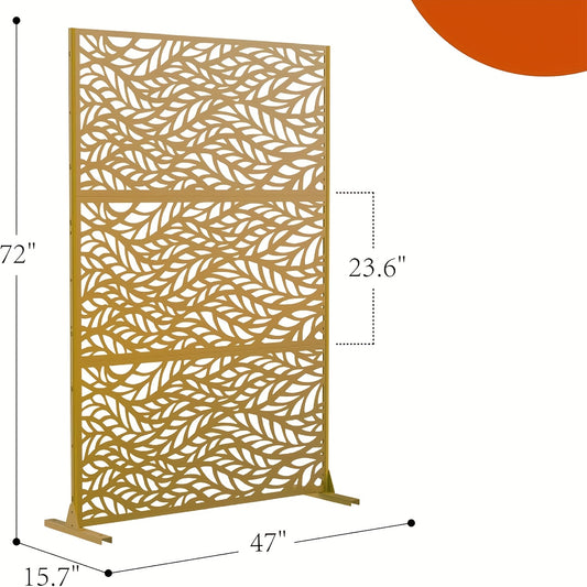 Metalen Privacy Paneel – Buitenafscheiding – Tuinscherm – Balkon Scherm – Privacy Scherm – Bruin Bladerenpatroon – Gegalvaniseerd Staal – Roestwerend & Windbestendig – 182,88x119,38 cm