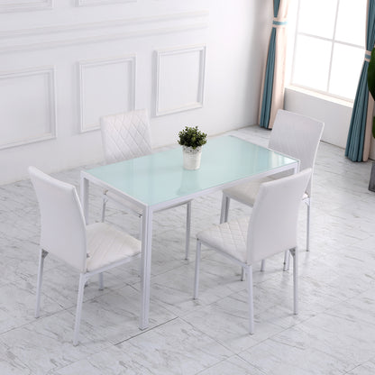 Eetkamerstoel – Keukenstoel – Stoel Met Rugleuning – Kunstleren Stoel – Metalen Poot Stoel – Set Van 4 – Comfortabele Rugleuning – Vlekbestendig Kunstleer