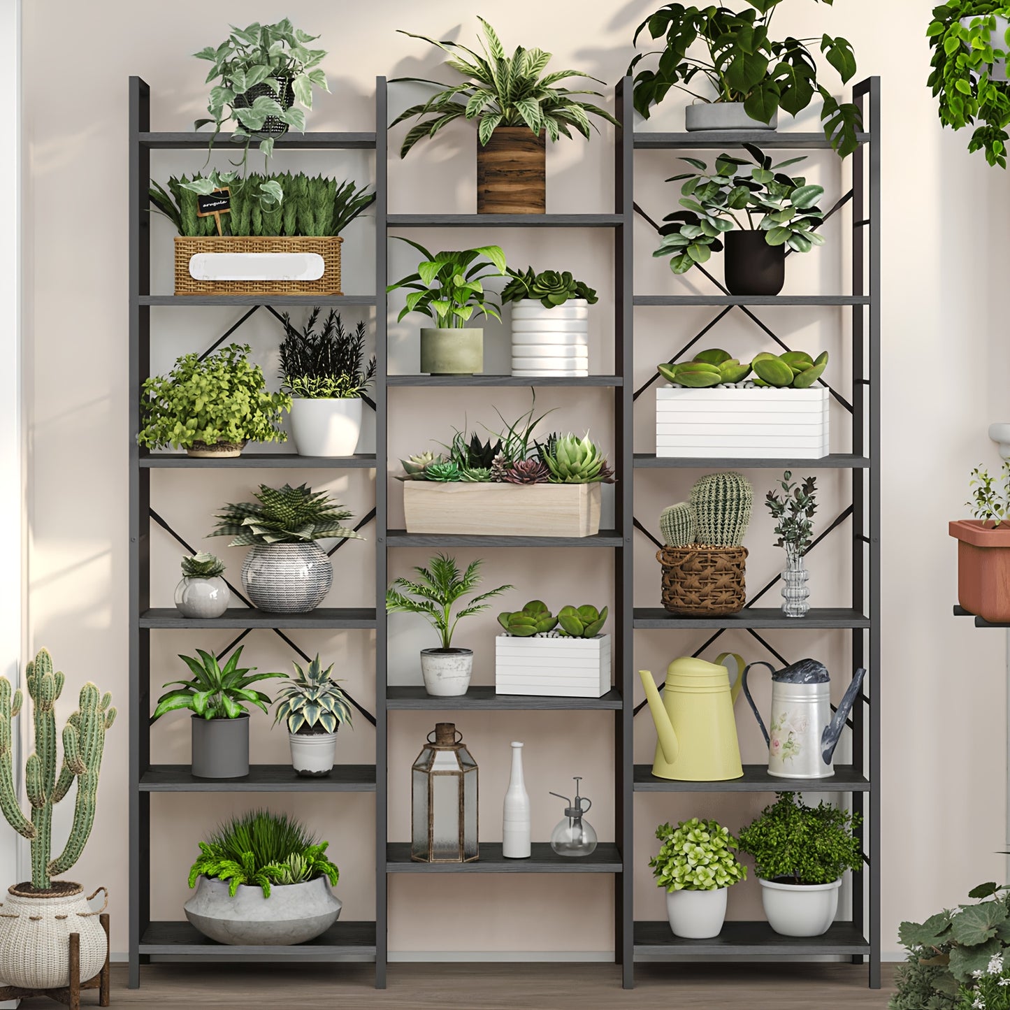 Boekenkast Zwart – Boekrek – Vakkenkast – Stellingkast – Opbergkast – 17 Planken Verstelbaar – Max. 340 kg Belastbaar – 24x152x186 cm