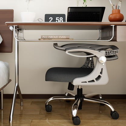 Ergonomische Bureaustoel – Kantoorstoel – Werkstoel – Bureaustoel Opvouwbaar – Bureaustoel Met Armleuningen – Ademend Mesh – Verstelbare Lendensteun – Ruimtebesparend Design – Wit/Zwart