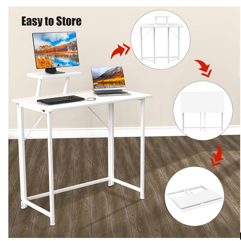 Bureaublad – Bureau – Werkplek – Computerbureau – Kantoorbureau – Ergonomisch Design – Inklapbaar – 80x45x74 cm – Stevig Metalen Frame