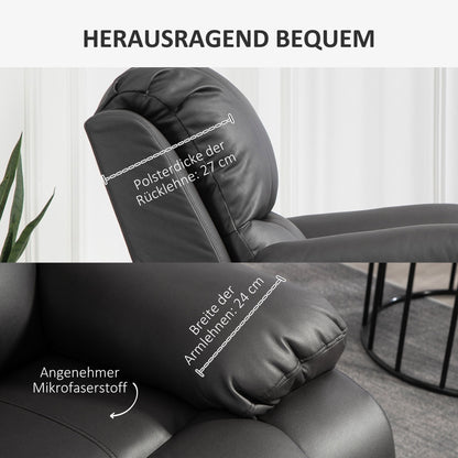 Relaxfauteuil – Relaxstoel – TV Stoel – Draaifauteuil – Ligstoel – Zwart – Verstelbare Rugleuning Tot 135° – Draaibaar En Schommelend