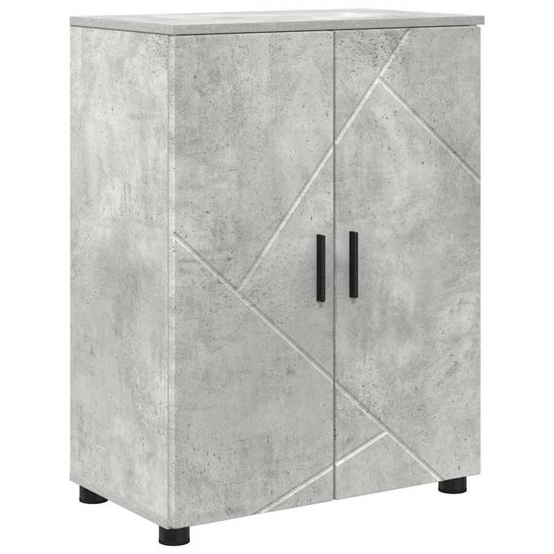 Simple European-Style Bathroom Furniture Set, Stylish and Practical Decorative Bathroom Storage, Concrete Gray Bathroom Cabinet with Shelf, 60 x 35 x 80 cm, Treated Wood