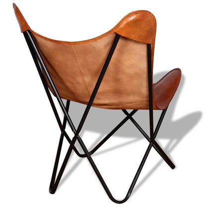 Vlinderstoel – Fauteuil – Lounge Stoel – Relaxstoel – Zitstoel – Modern Bruin – Eenvoudige Montage – Stevig Metalen Frame & Hout