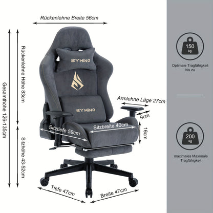 Gamingstoel – Gamestoel – Gaming Chair – Bureaustoel – Game Stoel – Ergonomisch – Verstelbare Hoogte – Zachte Armleuningen – Duurzaam Stof – Draaibaar