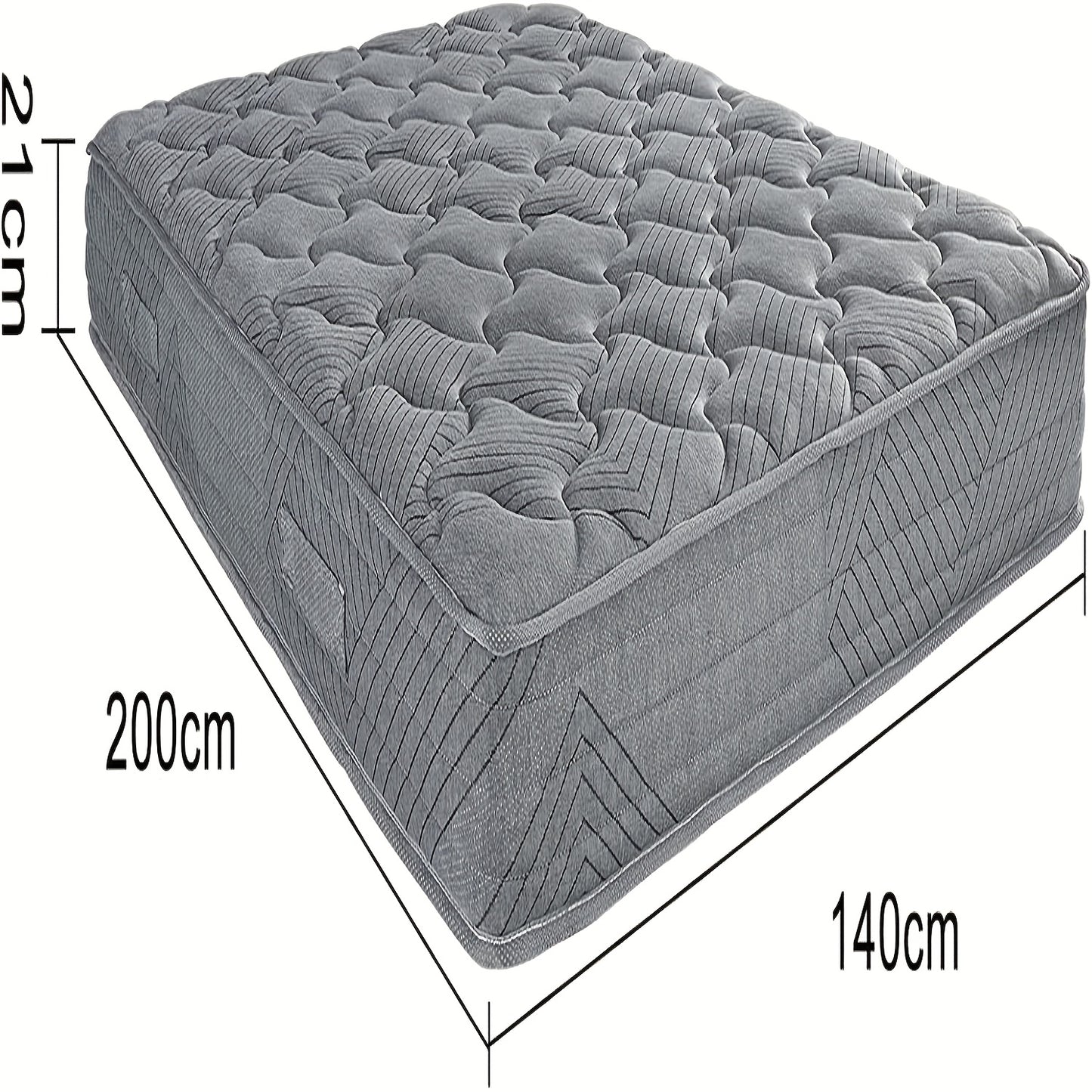 Matras – Pocketveringmatras – Tweepersoonsmatras – 7-Zones Matras – Stevig Matras – 140x200 cm – H3 Stevigheid – 21 cm Hoogte
