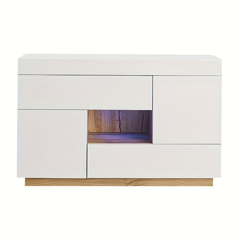 Vrijstaande Kast – Opbergkast – Dressoir – Sideboard – Ladenkast – Wit Bamboe – Duurzaam Modern Design – 3,2+ Kubieke Voet Opbergruimte