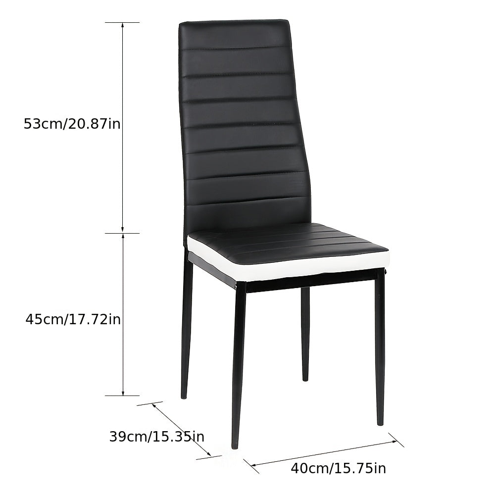 Set of 8 Modern Farmhouse High-Back Chairs with Memory Foam & Padded Seats - Heavy-Duty Commercial PU Dining/Conference Chairs Suitable for Office, Events, Weddings, Parties - Metal Frame, Easy-Clean (Multicolor)