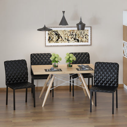 Eetkamerstoel – Keukenstoel – Stoel – Zitstoel – Designstoel – Zwarte Gestoffeerde Zitting – Stalen Poten – 41x50x91 cm