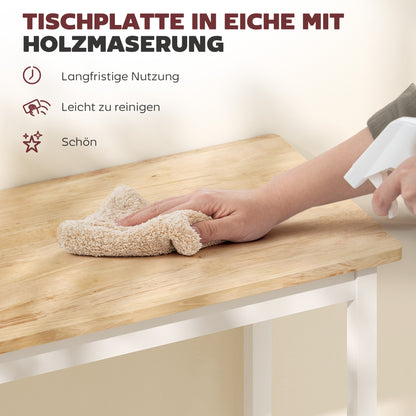 Koffietafel – Salontafel – Bijzettafel – Tafel – Compacte Tafel – Eikenlook – Wit Onderstel – Compact Formaat voor Kleine Ruimtes – Stevige Constructie