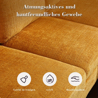 4-zits sofa – bank – zitbank – lounge bank – hoekbank – fluweelachtige bekleding – opberghocker met bekerhouders