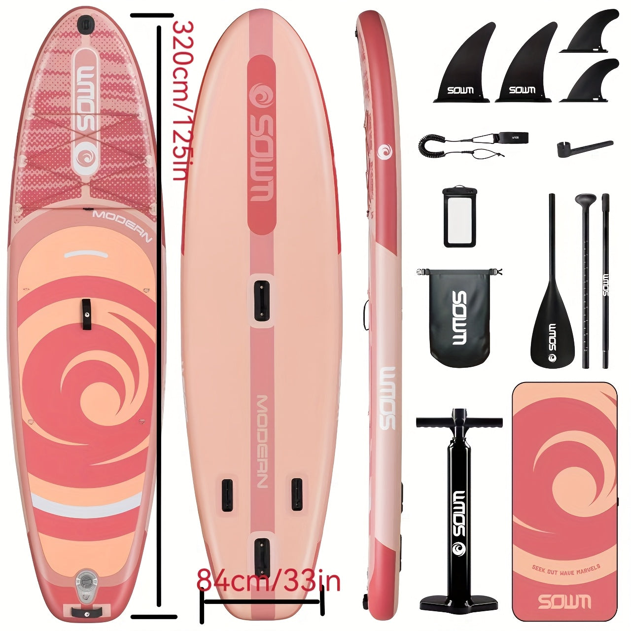 Opblaasbare SUP – Stand-Up Paddleboard – Peddelboard – Waterboard – Paddleboard – Lichtgewicht PVC – Inclusief Pomp