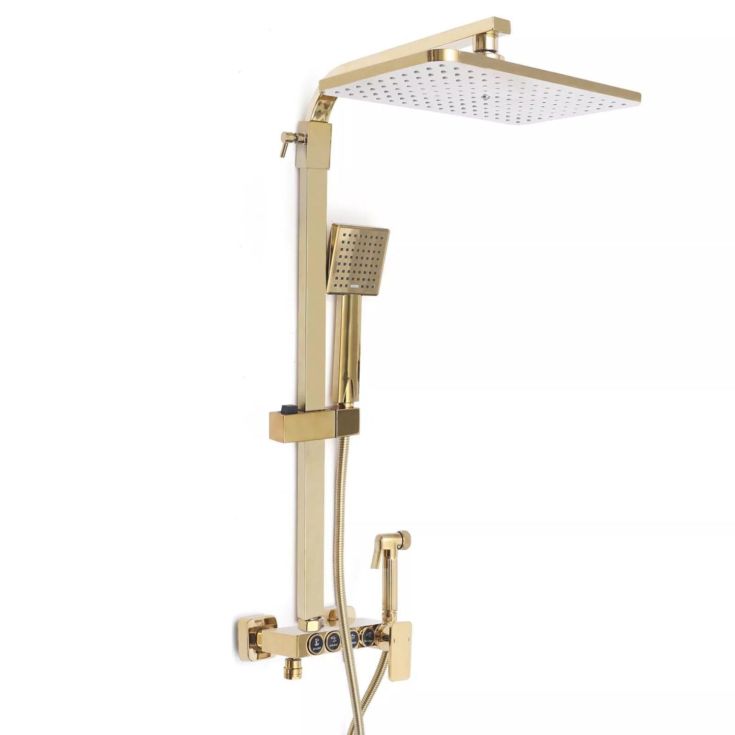 Douchekopset – Doucheset – Regendouche – Handdouche – Douchekraan – 4-in-1 Vintage Gouden Design – Hoogte Verstelbaar – Zonder Elektriciteit