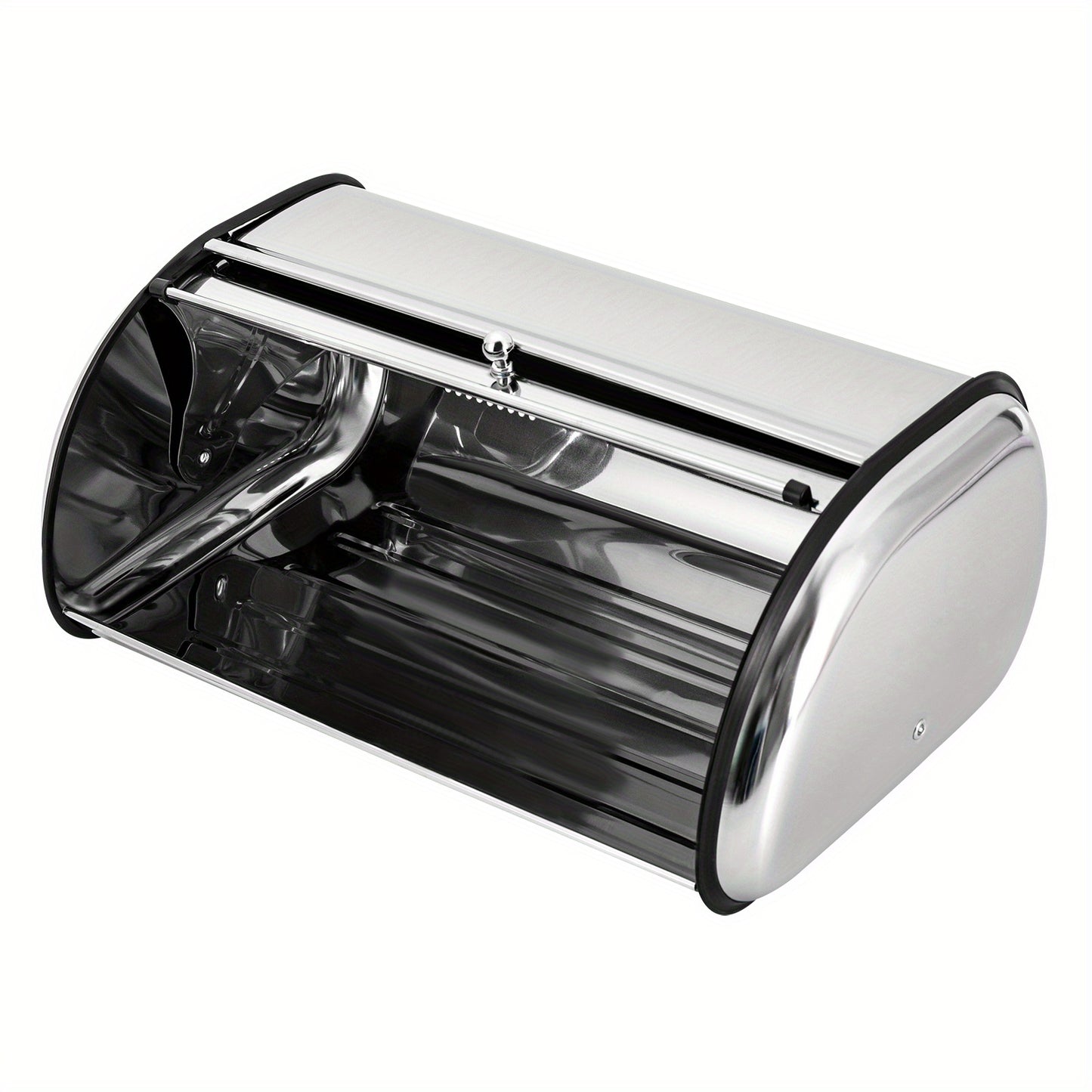 Bestekbak – Opbergbox – Besteklade – Organizer – Broodtrommel – RVS 410 Roestvrij Staal – Ventilatiegaten – Rollend Deksel – 10 Liter Capaciteit – Ovaal Modern Design