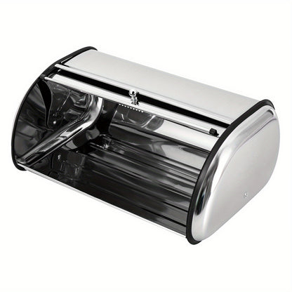 Bestekbak – Opbergbox – Besteklade – Organizer – Broodtrommel – RVS 410 Roestvrij Staal – Ventilatiegaten – Rollend Deksel – 10 Liter Capaciteit – Ovaal Modern Design