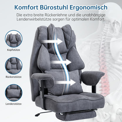 Ergonomische Bureaustoel – Kantoostoel – Gamestoel – Werkstoel – Executive Stoel – Verstelbare Zithoogte – Uitschuifbare Voetensteun – Mesh Zwart – Draagvermogen 200 kg