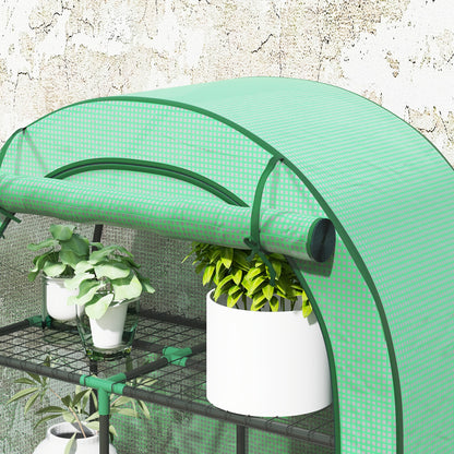 Kweekkas – Tuinkas – Broeikas – Moestuin Kas – Mini Kweekkas – Ronde Dak – Met Deur En Rek – Stalen Frame Met Winterbestendige Folie – 100x45x160 cm – Groen
