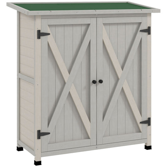 Tuinhuisje – Tuinkast – Tuinschuur – Buitenberging – Opbergkast – Hout – Weerbestendig Asfalt Dak – 110x55x117 cm – Lichtgrijs