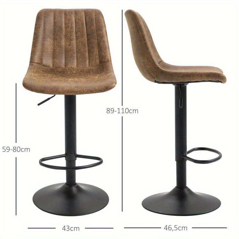 Barkrukken – Barstoelen – Barstoelen Set – Keukenstoelen – Krukken – Verstelbaar 43-110 cm – 360° Draaibaar – Polyester Bruin