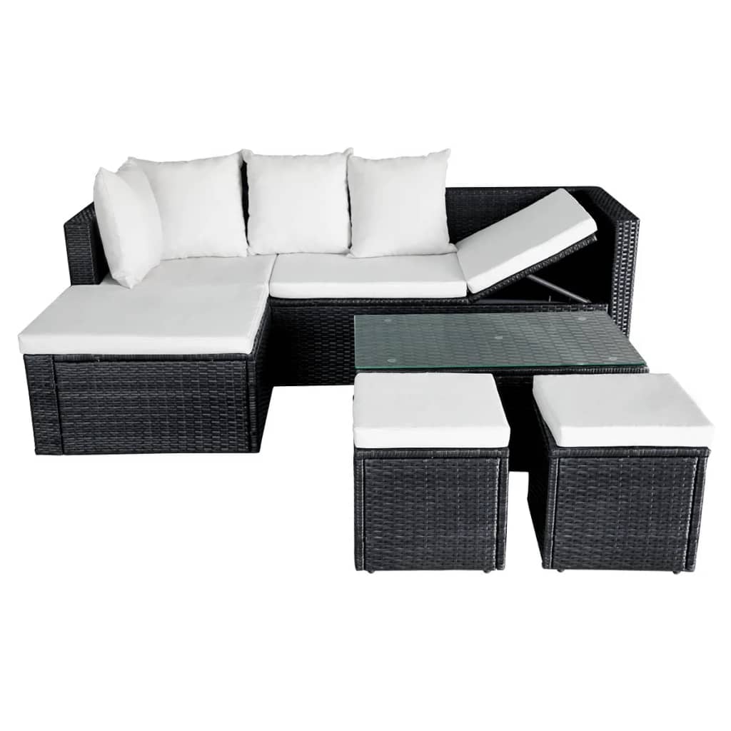 Loungeset – Tuinmeubelset – Loungeset Balkon – Loungeset Hoekbank – Loungeset Poly Rattan – Bruin – Weerbestendig PE Rattan – Uitneembare Wasbare Kussenhoezen