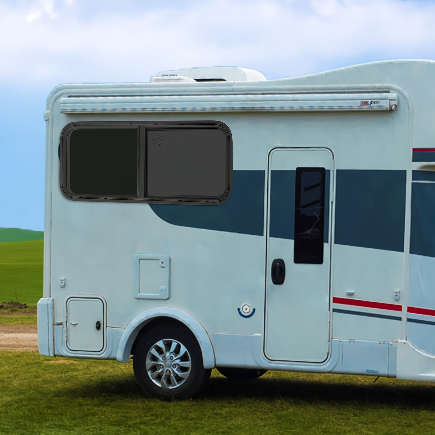 Camper Zijraam – Bruin Glas Schuifraam – Camper Dakraam – Campingauto Ruit – Camperraam 1000x400mm – Aluminium Frame – Eenvoudige Montage