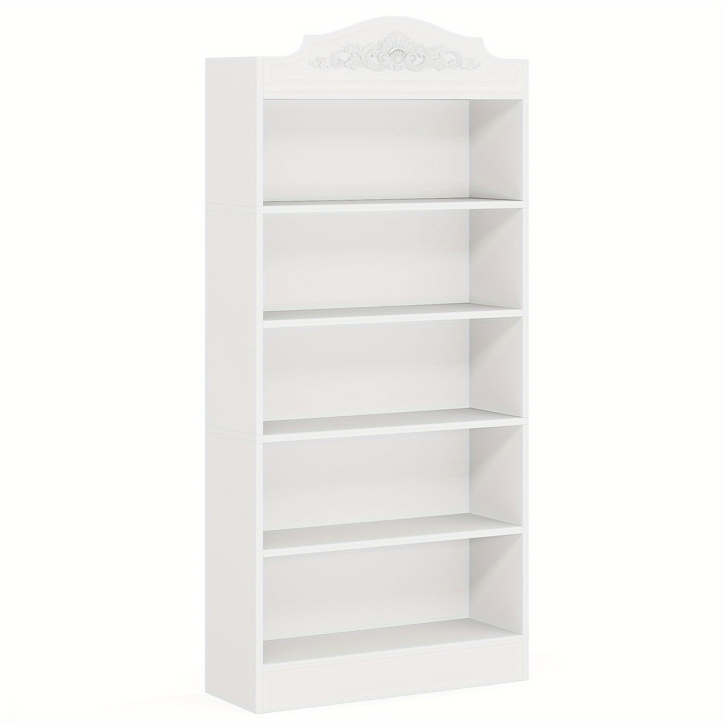 Boekenkast – Boekplank – Boekenrek – Opbergkast – Boekenschap – Slank en Ruim – 185 cm Hoog – 5 Stevige Planken – Houten Constructie – Wit