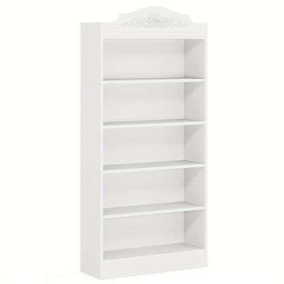 Boekenkast – Boekplank – Boekenrek – Opbergkast – Boekenschap – Slank en Ruim – 185 cm Hoog – 5 Stevige Planken – Houten Constructie – Wit