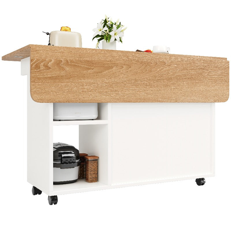 Keukeneiland – Keukenwagen – Buffetkast – Servieskast – Mobiele Trolley – Metalen Frame – Houten Werkblad